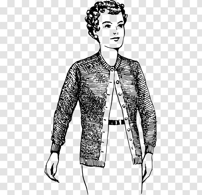 Sleeve Cardigan Clothing Polo Neck Sweater - Cartoon - Dress Transparent PNG
