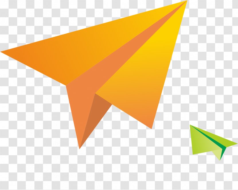 Triangle Yellow Font - Cartoon Paper Airplane Transparent PNG