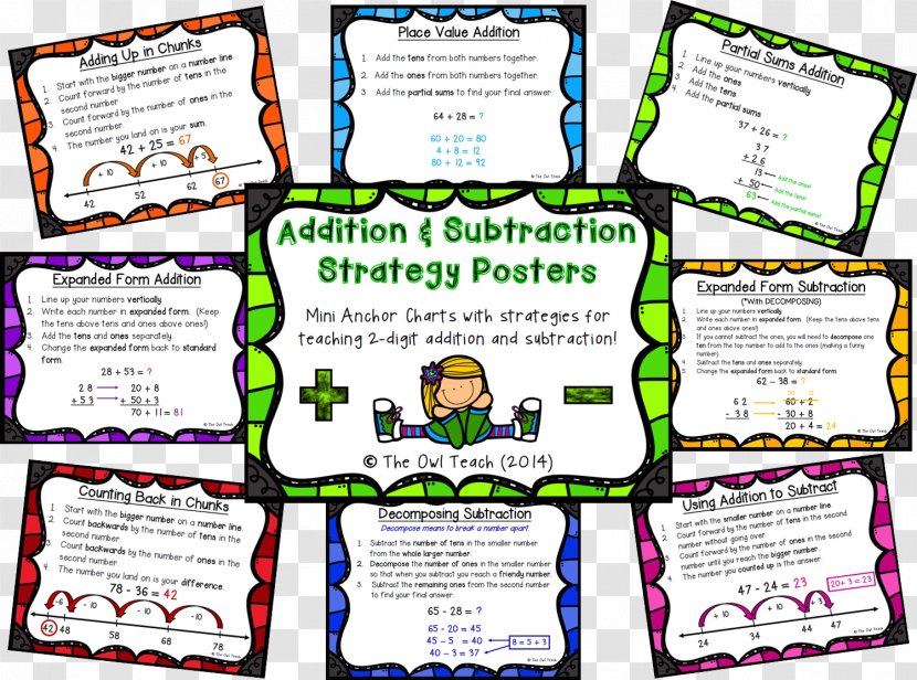 Addition Subtraction Mathematics Owl Worksheet - School - Creative Color Chart Transparent PNG