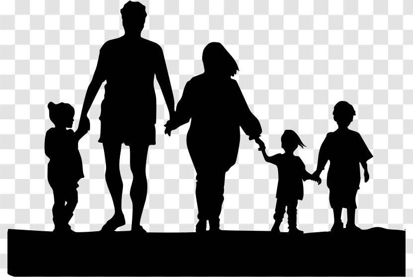 Family Holding Hands Silhouette Clip Art - Standing - Hand Transparent PNG