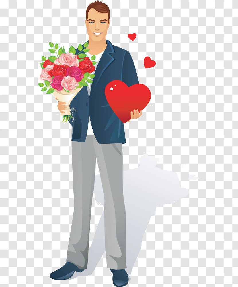 Royalty-free Stock Photography Clip Art - Heart - Cartoon Man Flower Transparent PNG