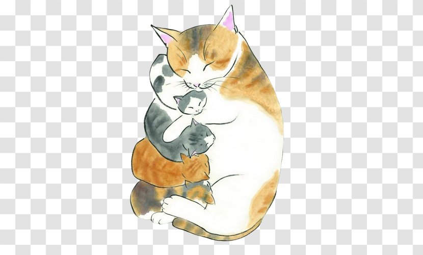 Kitten Tabby Cat Whiskers Illustration - Mother Holding A Small Picture Material Transparent PNG
