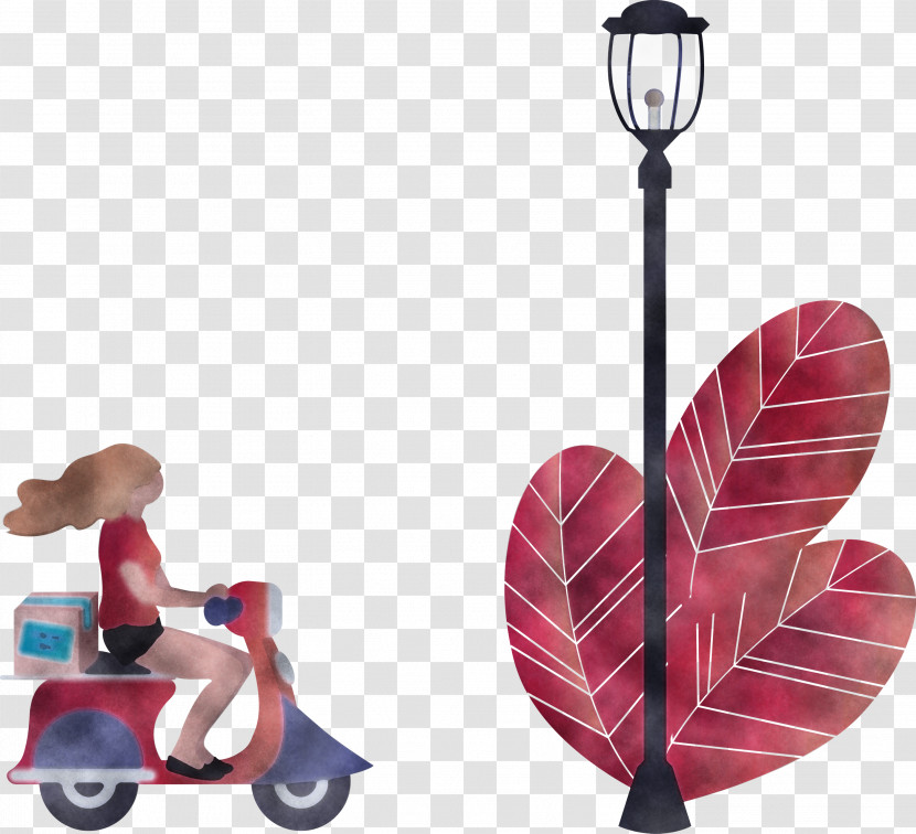 Street Light Motorcycle Delivery Transparent PNG