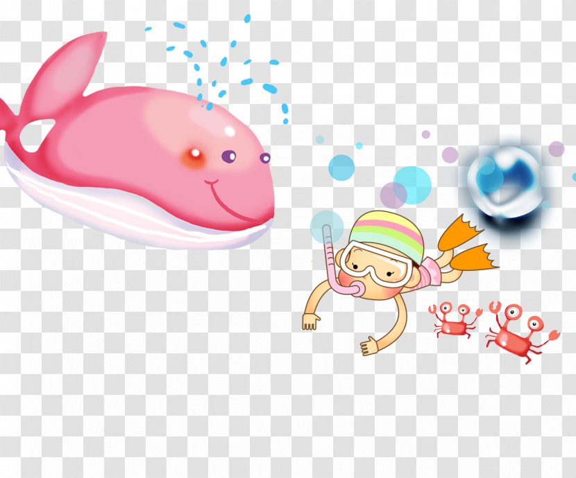 Toothed Whale Cartoon Clip Art - Fictional Character - Swimming Training Elements Transparent PNG