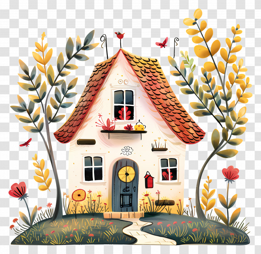 Country House - Small Cute Decorative House With Autumn Touch Transparent PNG