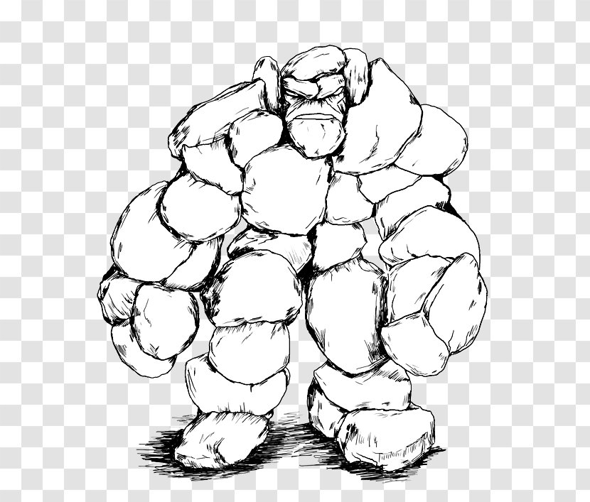 Golem Line Art Drawing Role-playing Monster - Blackandwhite - Plant Transparent PNG