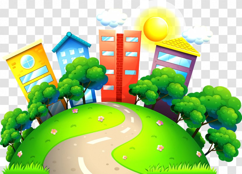 Cartoon Royalty-free Drawing Illustration - Green Earth City Transparent PNG