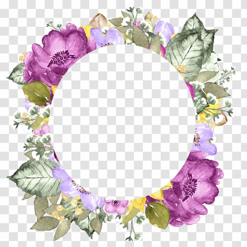 Watercolor Background Frame - Floral Design - Morning Glory Hydrangea Transparent PNG