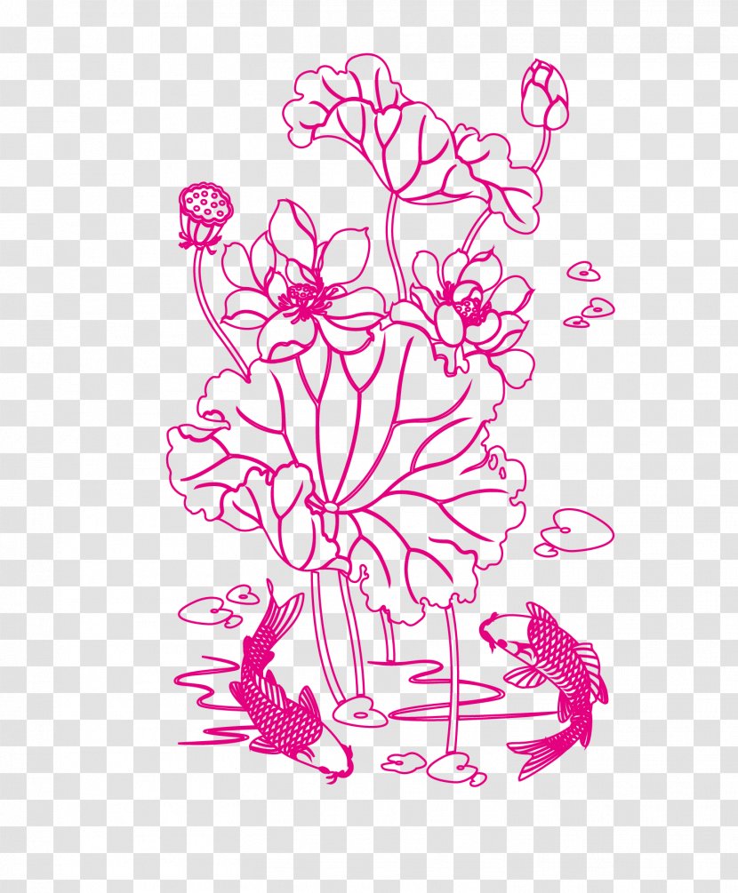 Floral Design Drawing Nelumbo Nucifera - Lotus Line Transparent PNG