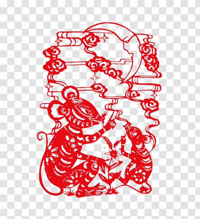 Chinese Zodiac Paper Cutting Papercutting Rat - Tree - Paper-cut Transparent PNG