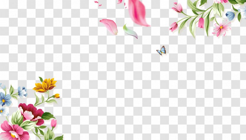 T-shirt Flower Designer - Lilium - Hand Painted Flowers Butterfly Border Texture Transparent PNG
