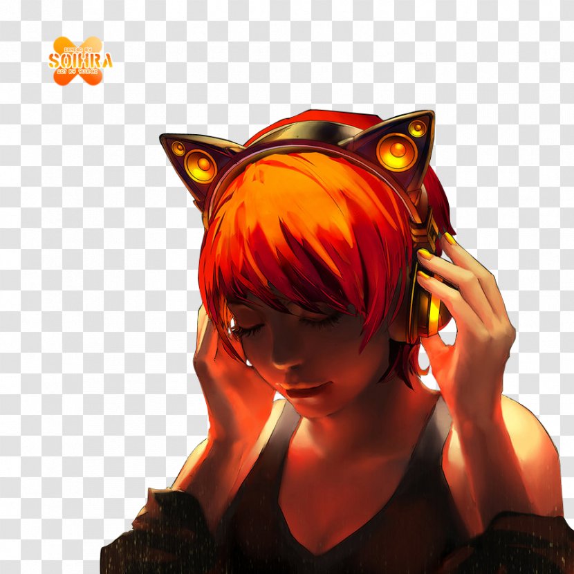 Axent Wear Cat Ear Headphones Catgirl Art - Watercolor Transparent PNG