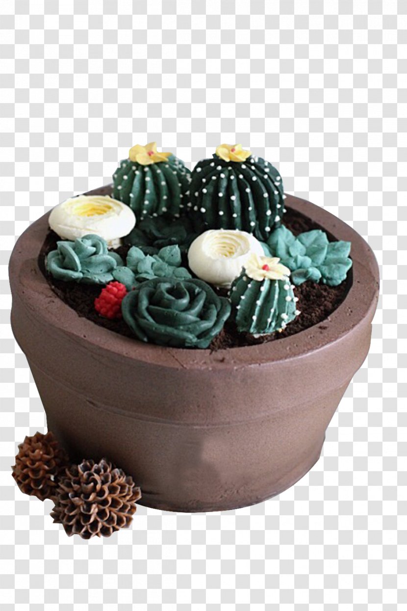 Ice Cream Chocolate Cake Torte Flowerpot - Bonsai - The Flower Pot Cactus Transparent PNG