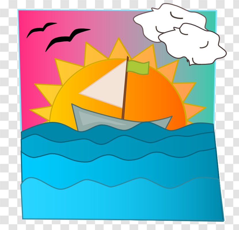 Boat Clip Art - Sunset - Beach Scene Pictures Transparent PNG