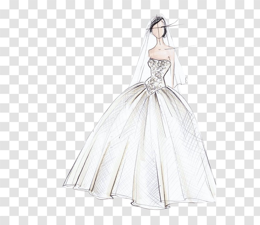 Sketch Wedding Dress Fashion Illustration Designer - Cartoon - Design Transparent PNG
