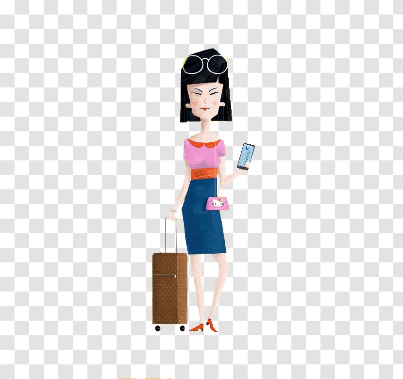 Airport Suitcase Travel - Silhouette - Woman Cartoon Transparent PNG