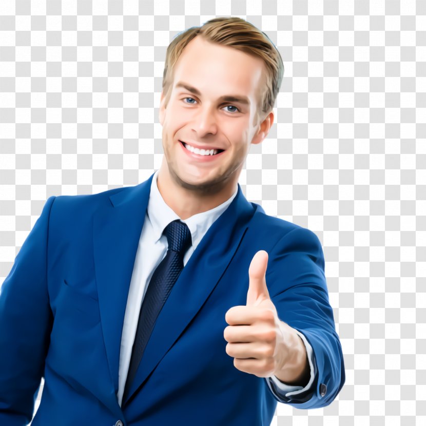 Finger Gesture Thumb Hand Businessperson - Smile Electric Blue Transparent PNG