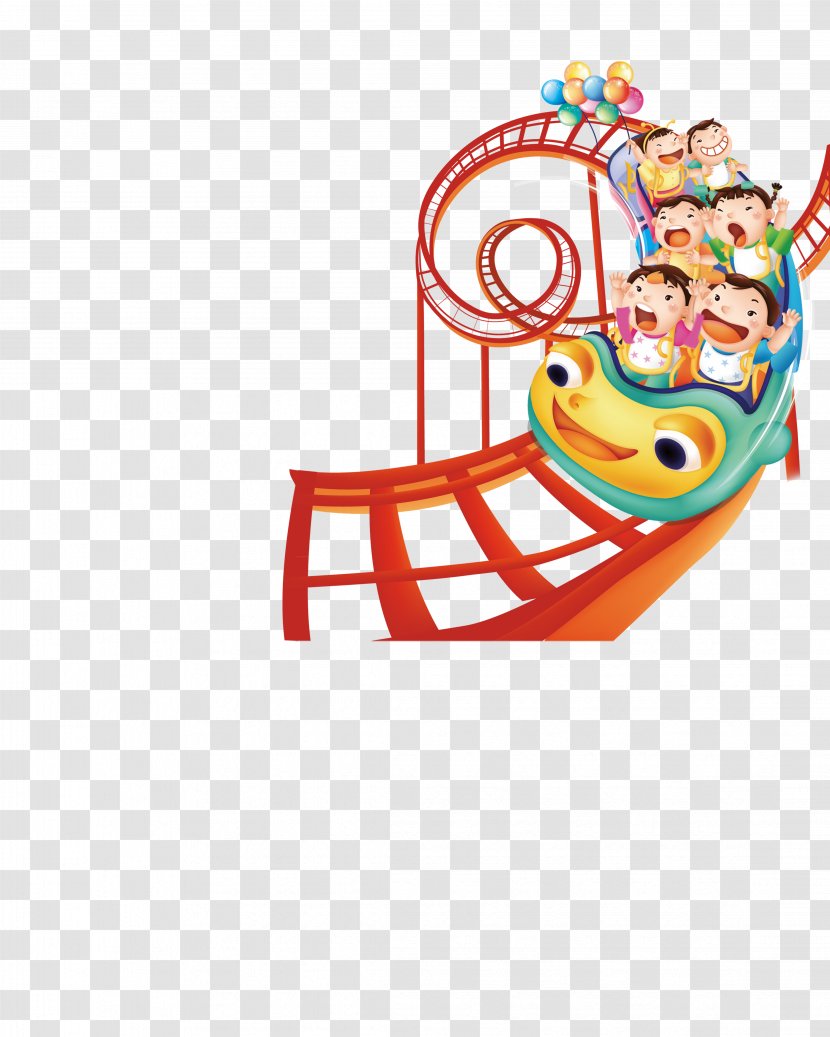 Roller Coaster Amusement Park Cartoon - Area - Children Play Transparent PNG