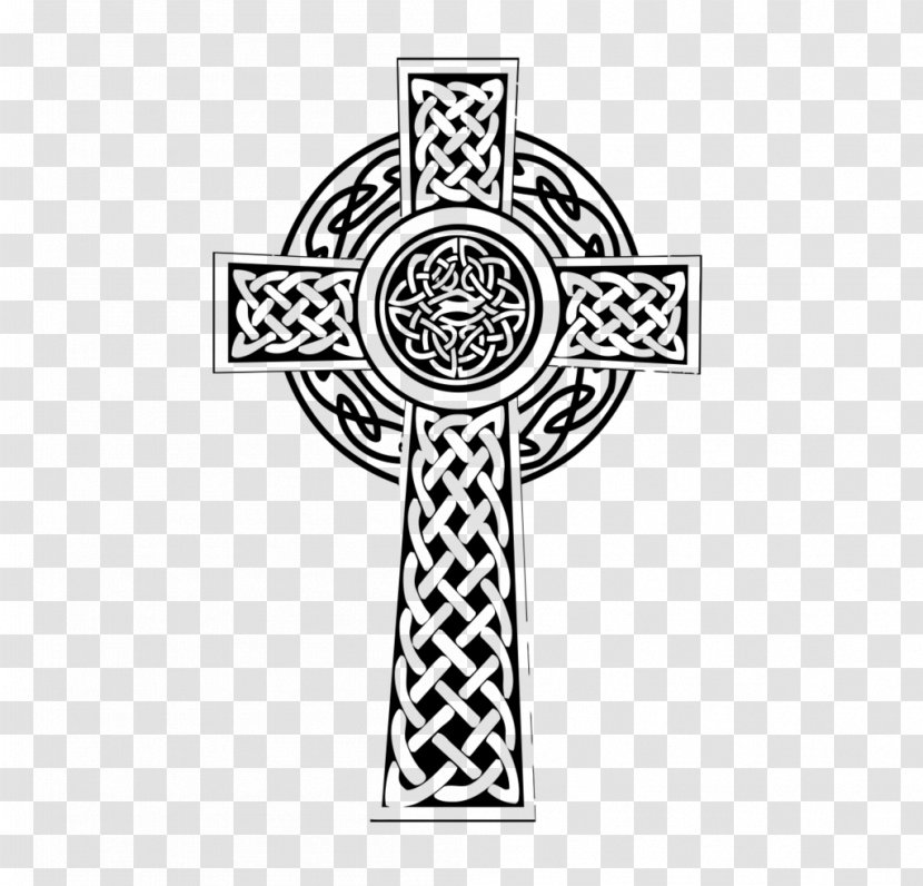 Celtic Cross Knot High Christian - Monochrome - Tattoo Transparent PNG