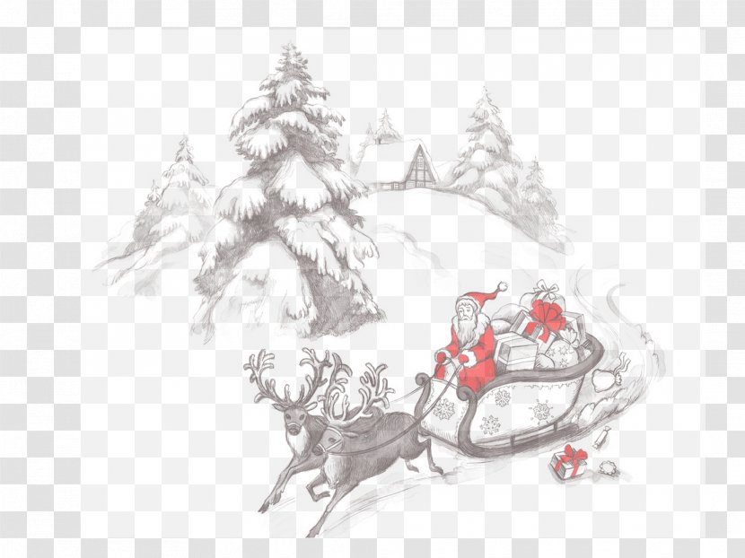 Santa Claus Christmas Ornament Sled - Drawing Transparent PNG