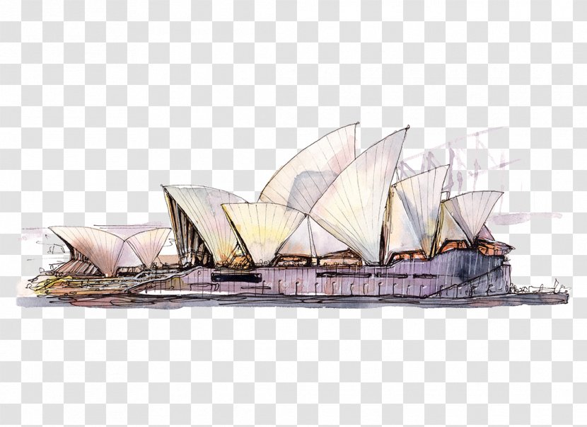 Sydney Opera House City Of Metropolitan Watercolor Painting Poster - Clipper - Hand Painted Transparent PNG
