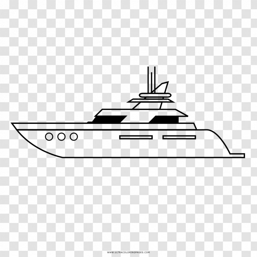 Drawing Coloring Book Black And White Yacht Line Art - Architecture Transparent PNG