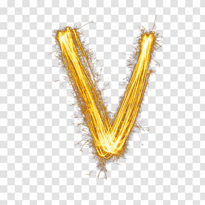 Letter Gold Icon - Fire - V Transparent PNG