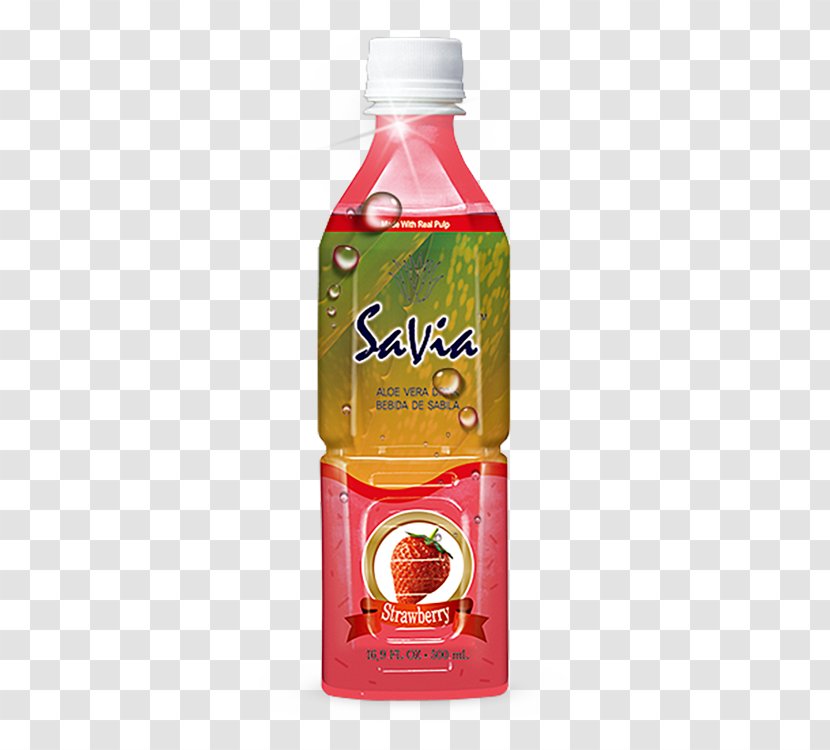 Juice Aloe Vera Drink Sap Food - Bottle - Strawberry Flavor Transparent PNG