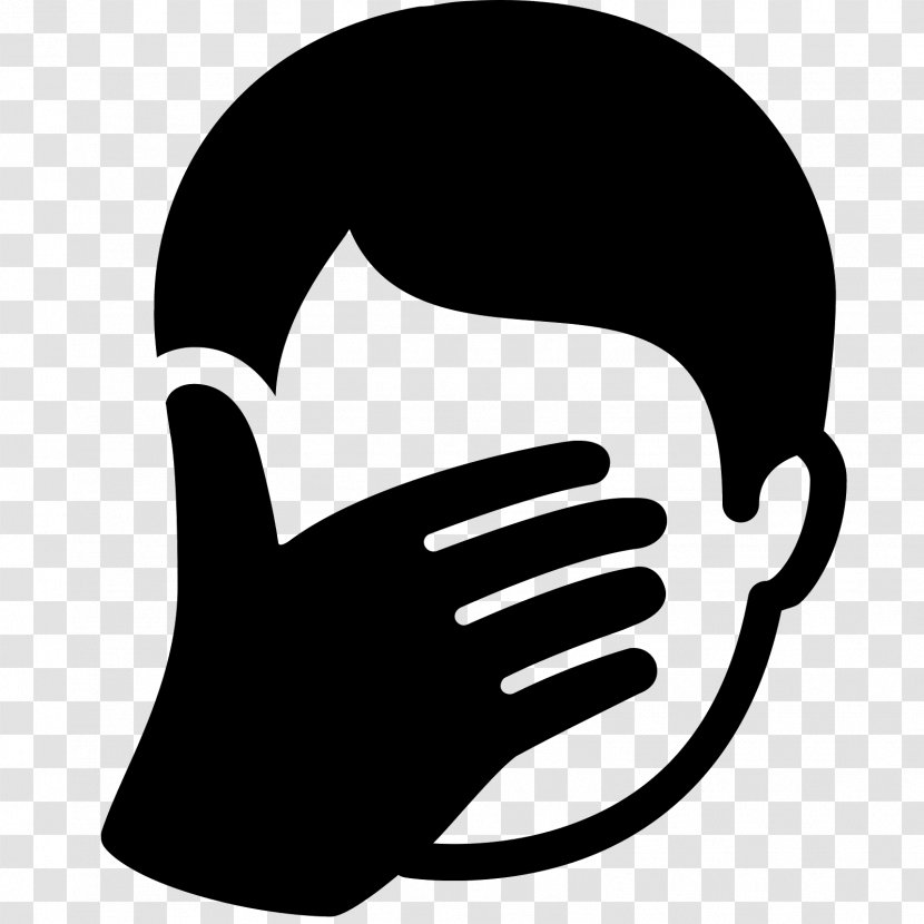 Facepalm Emoticon Smiley Clip Art - Black And White Transparent PNG