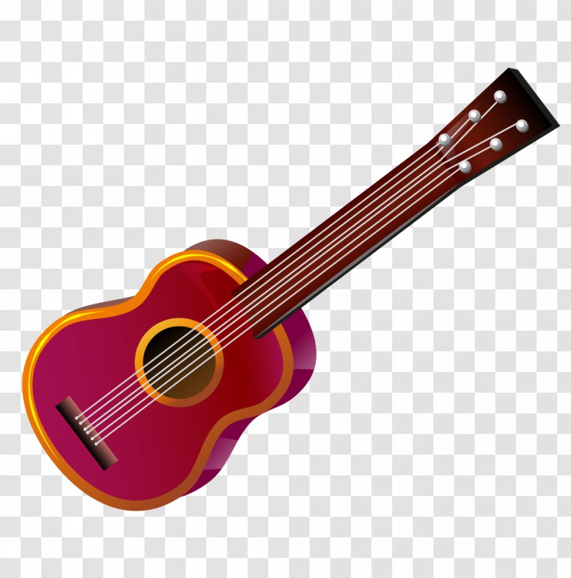 Acoustic Guitar Ukulele Tiple Cuatro - Silhouette - Vector Red Transparent PNG