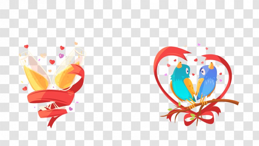 Lovebird Graphic Design Illustration - Valentine S Day - Vector Flowers Love Birds Transparent PNG
