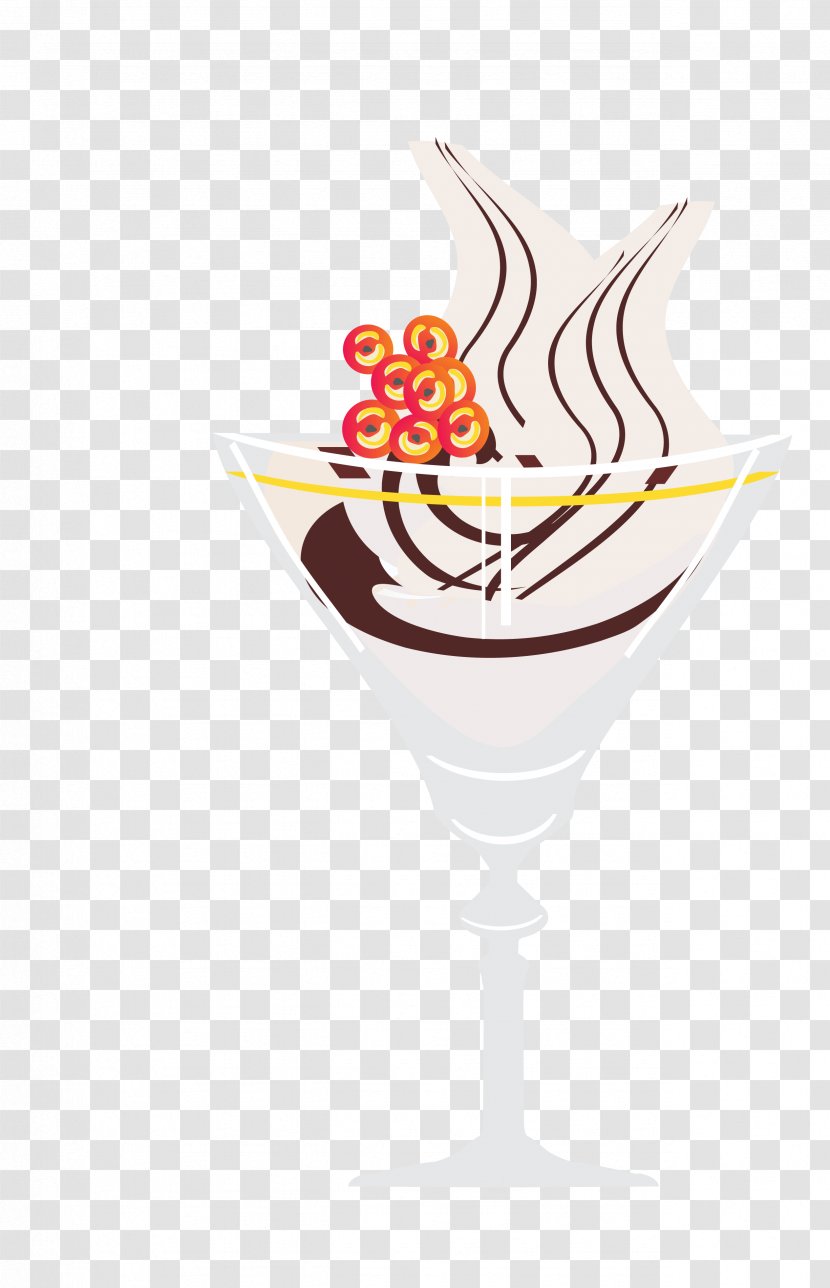 Ice Cream Milkshake Sundae Wine Glass - Vector Color Chocolate Cups Transparent PNG