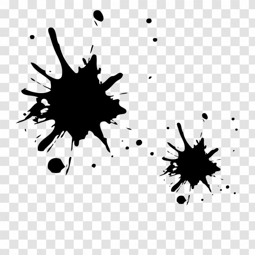 Paint Splash Illustration - Black And White - Ink Droplets Transparent PNG
