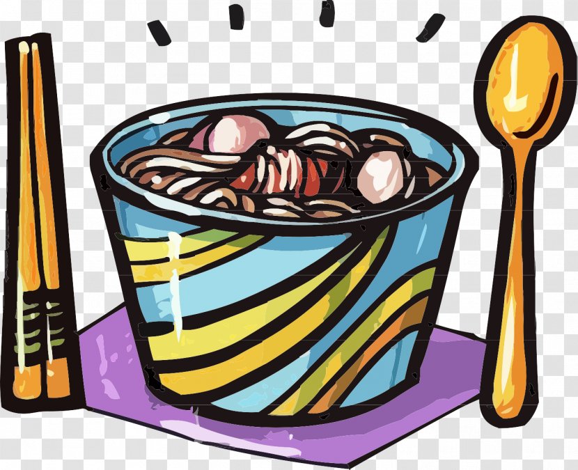 Ice Cream Ramen Noodle Cartoon - Bowl - Menu Element Vector Transparent PNG