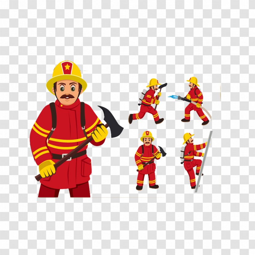 Firefighter Cartoon Fire Engine - Art - Hand Drawn Transparent PNG