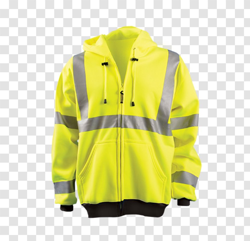 Hoodie High-visibility Clothing Bluza - Yellow - Zipper Transparent PNG