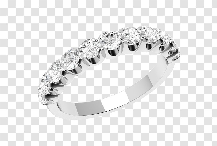 Eternity Ring Brilliant Diamond Cut Wedding - Platinum - In Half Transparent PNG