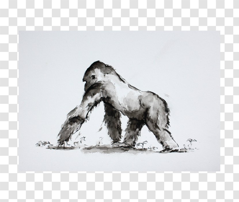 Gorilla Dog Drawing Canidae /m/02csf - Black And White Transparent PNG