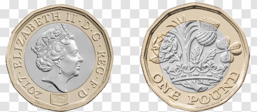 One Pound Coins Of The Sterling Two Pounds - Gold - ONE Transparent PNG