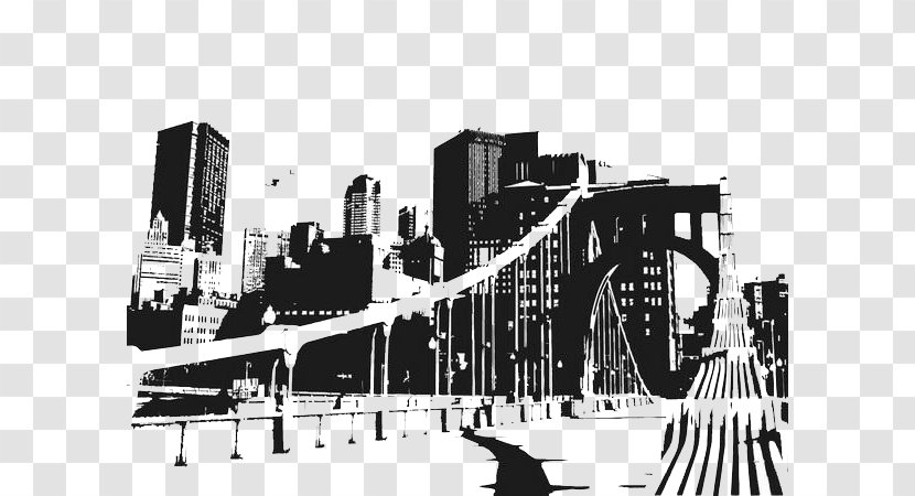 Manhattan Skyline Cityscape - Elevation - Bridge City Transparent PNG