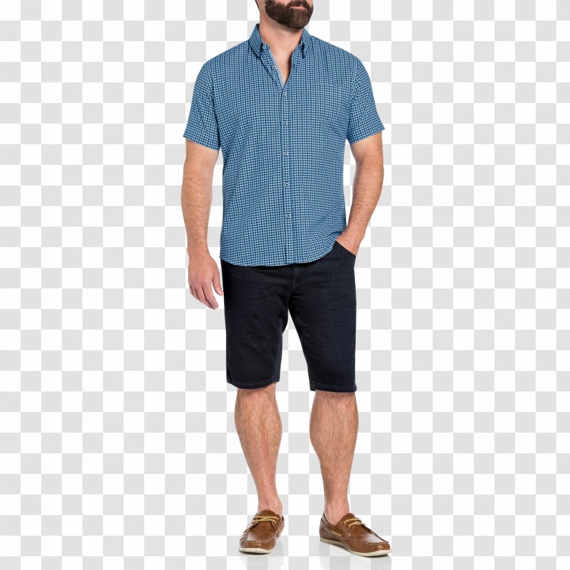 T-shirt Jeans Collar Shoulder Sleeve - Standing - Fat Man Overalls Transparent PNG