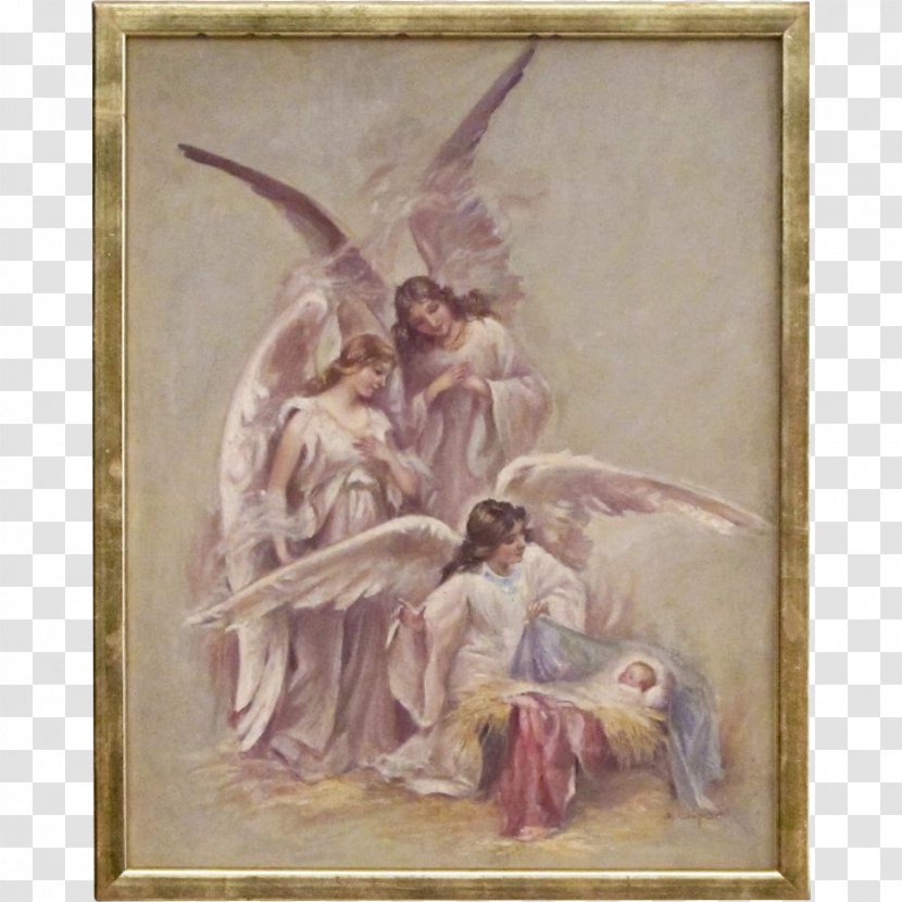 Angel Nativity Of Jesus Painting Child Manger - Artwork Transparent PNG