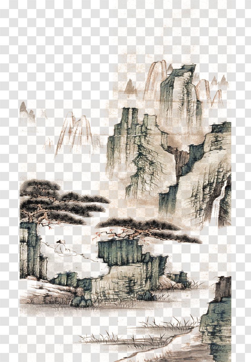 Mount Lu Song Dynasty Shan Shui Ink Wash Painting Chinese - Artwork - Mountain Transparent PNG