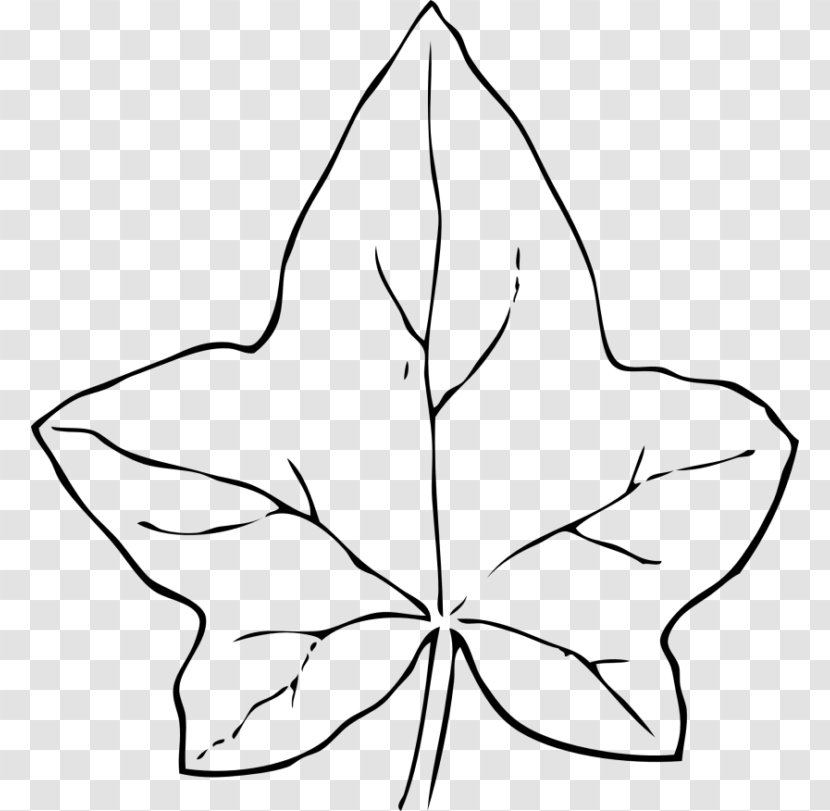 Clip Art - Plant Stem - Leaves Black And White Transparent PNG
