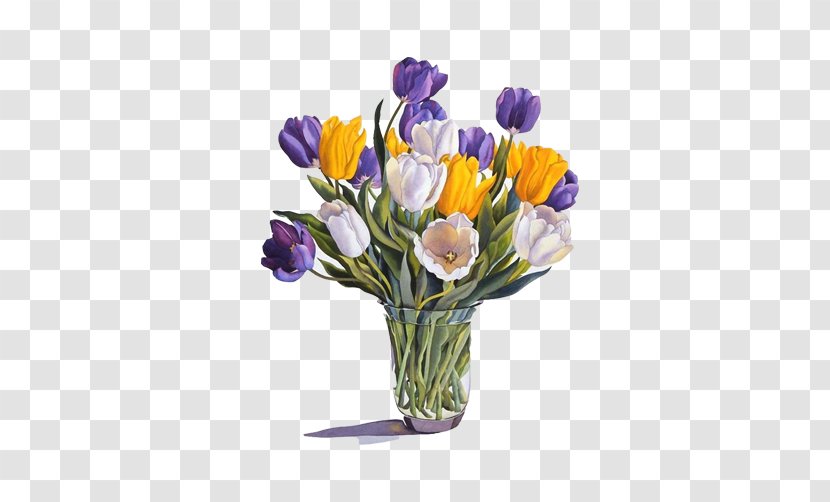Floral Design Vase Watercolor Painting Art Painter - Tulip - Lily Stock Image Transparent PNG