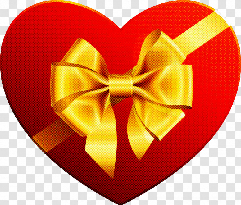 Heart Yellow Red Ribbon Love Transparent PNG