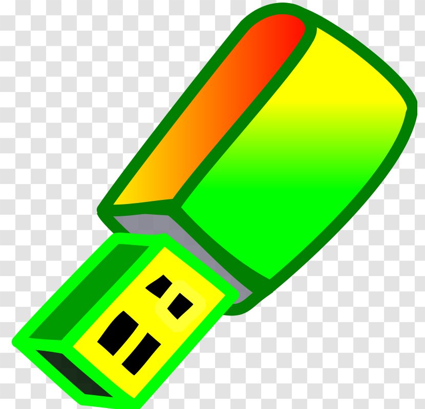 USB Flash Drives Computer Data Storage Memory Clip Art - Yellow Transparent PNG