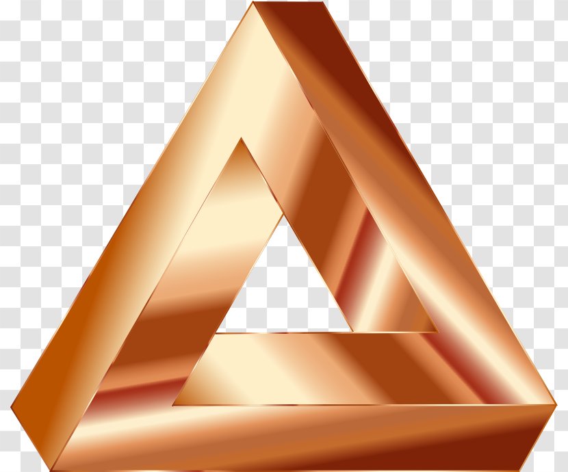 Penrose Triangle Line Golden - Metal - Copper Transparent PNG