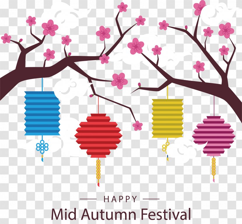 Mooncake Lantern Festival Mid-Autumn - Silhouette - Mid Autumn Colored Transparent PNG