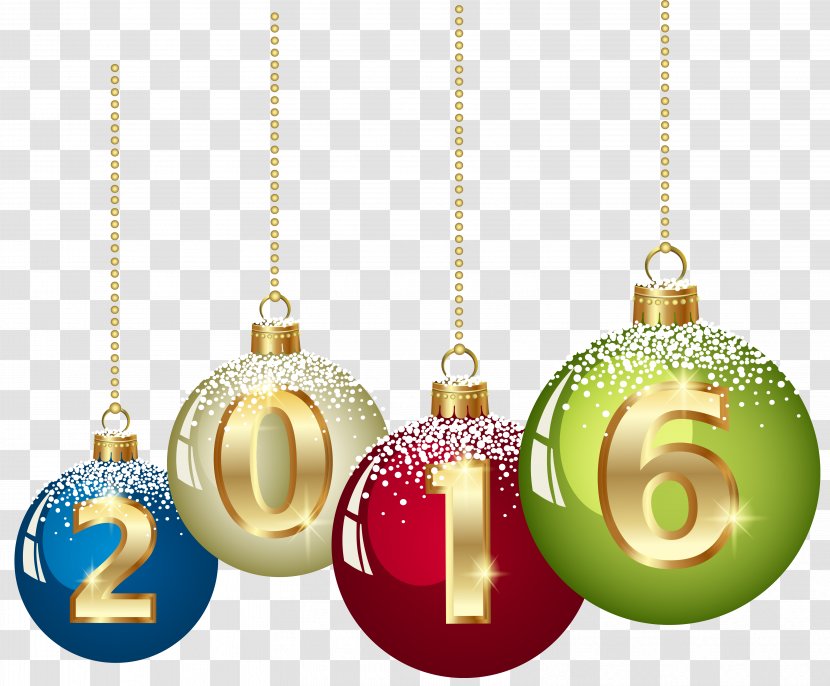 Clip Art - New Year - 2016 Christmas Balls Clipart Image Transparent PNG